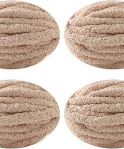 Chunky Yarn for Hand Knitting. No7 Thick Yarn. 250Grams 32Yards. Pack of 4. Perfect for Knitters and Crafters (Milk Tea Color)